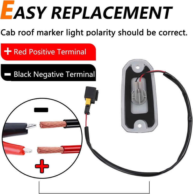 IFYKIM 1PCS Cab Roof Marker Light Top Roof Clearance Running Light Compatible with 2014-2023 Dodge Ram ProMaster 1500 2500 3500 Replace# 926-109 68232473AA/AB/AC/AD (Clear Lens Amber Halogen Lamp) - Image 5